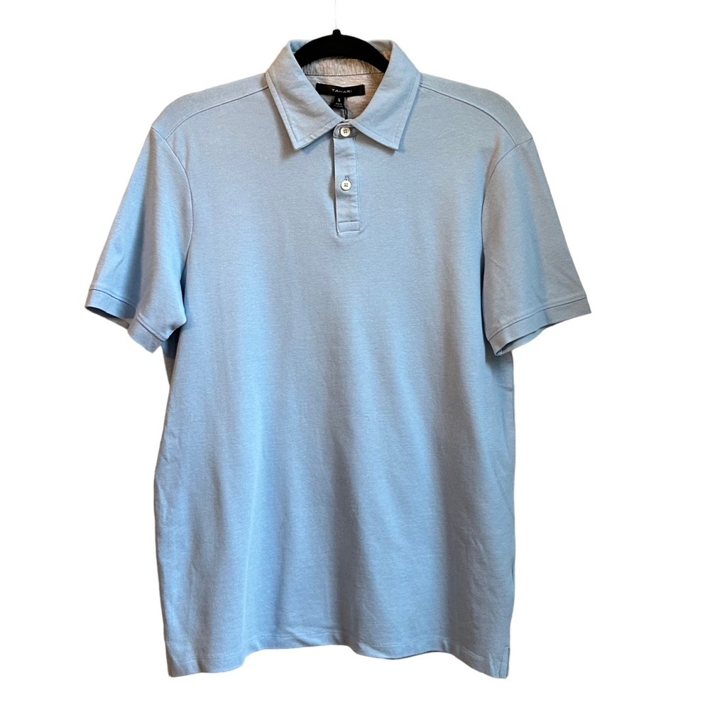 NEW Tahari Short Sleeve Cotton Polo Shirt Men’s SZ Small Cloud‎ Wash Blue Preppy